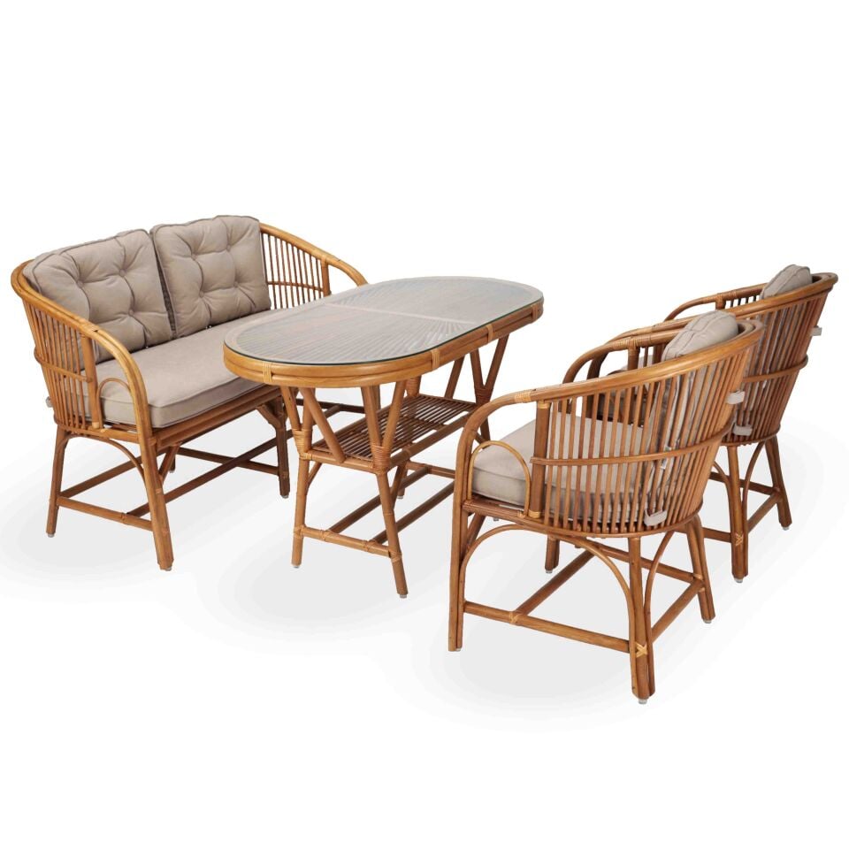 Beyrut Balkon Bahçe Oturma Grubu - Bal Rengi