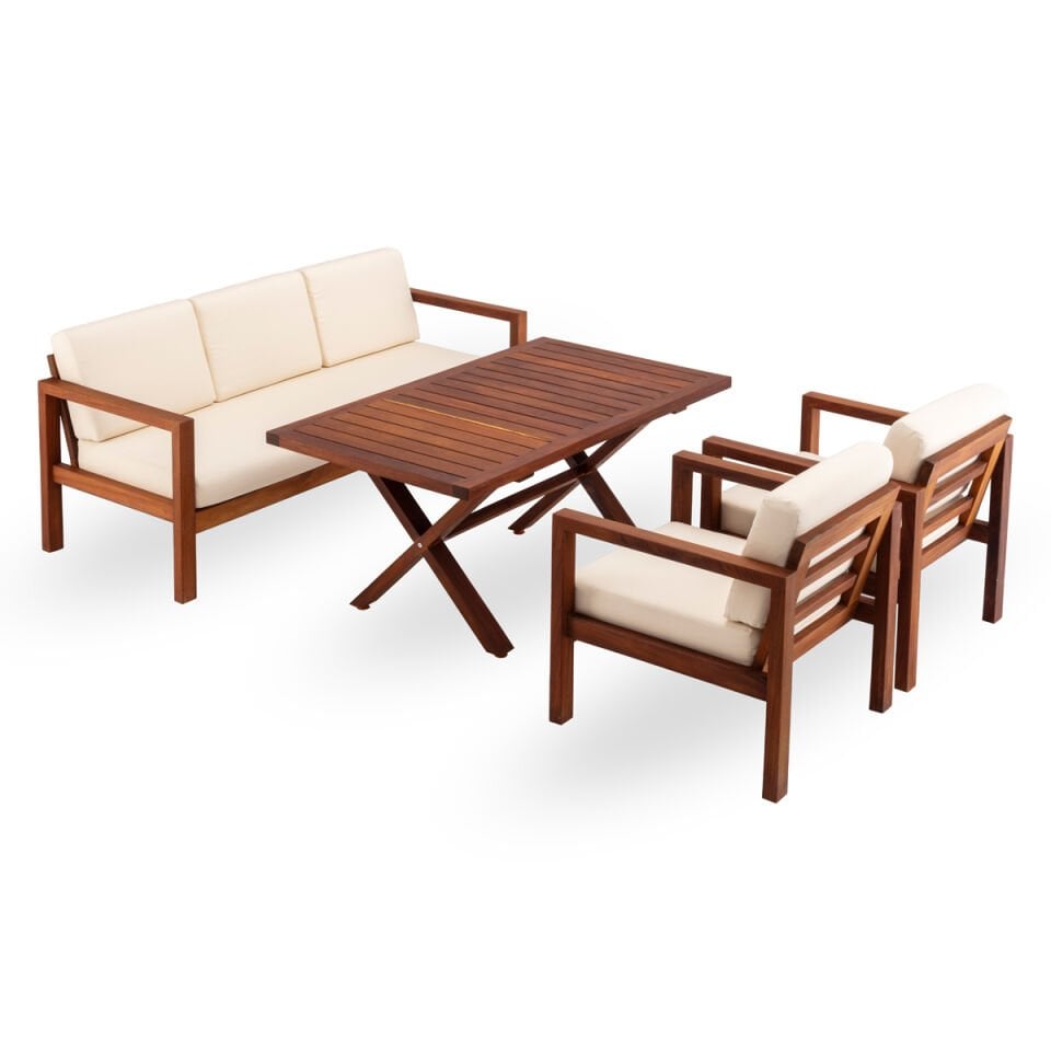 İroko Mozambik Balkon Bahçe Oturma Grubu