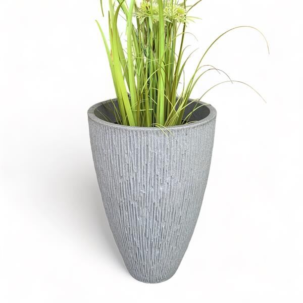 Lav Taşı Tasarım Plastik Saksı - Gri