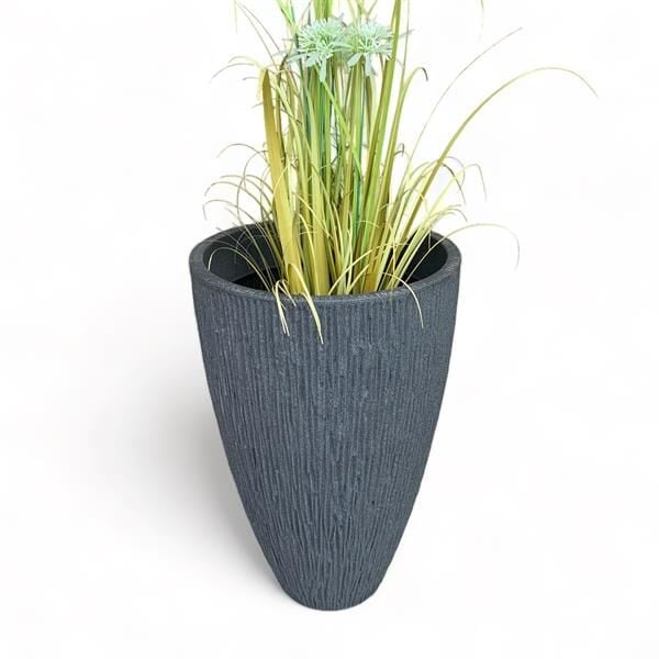 Lav Taşı Tasarım Plastik Saksı - Antrasit