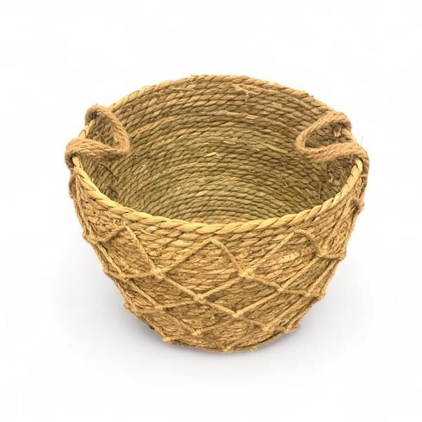 Kulplu Hasır Sepet Üçlü Set