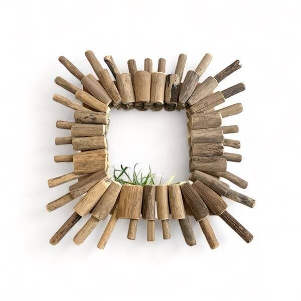 Kare Teak Çelenk Ayna