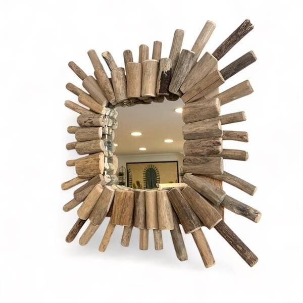 Kare Teak Çelenk Ayna