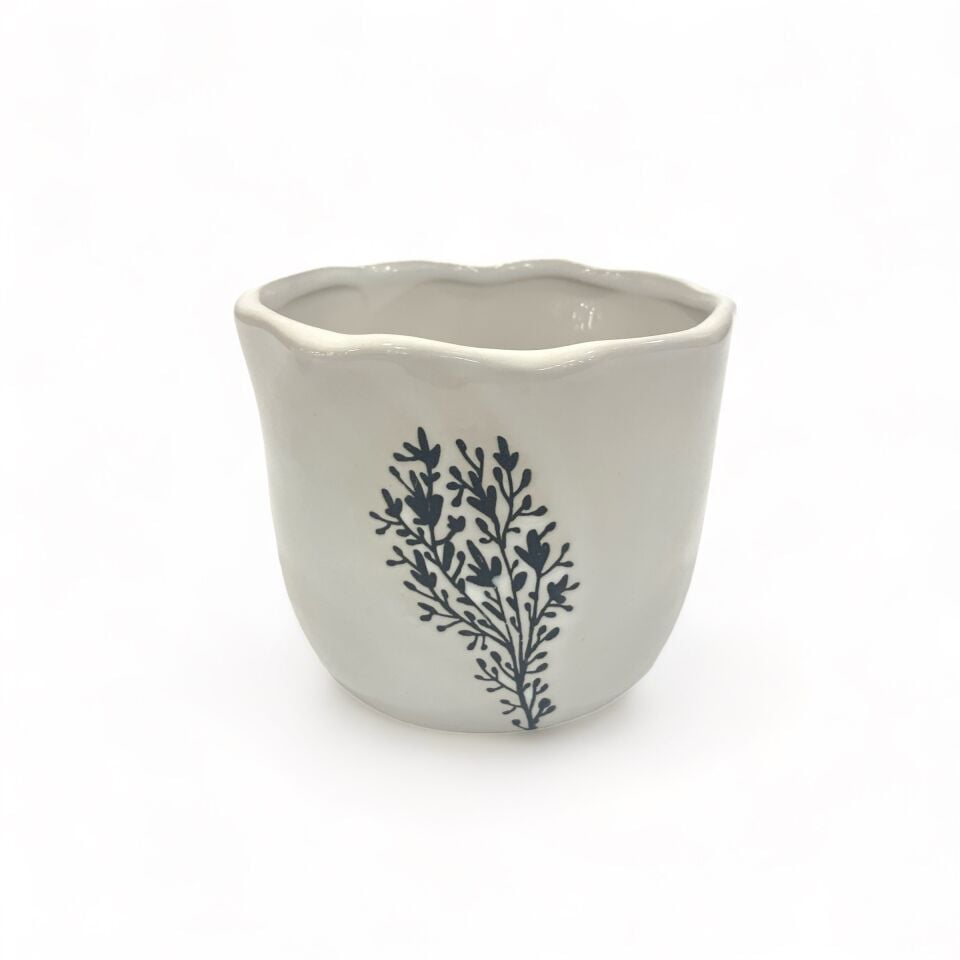 Desenli Seramik Saksı - küçük