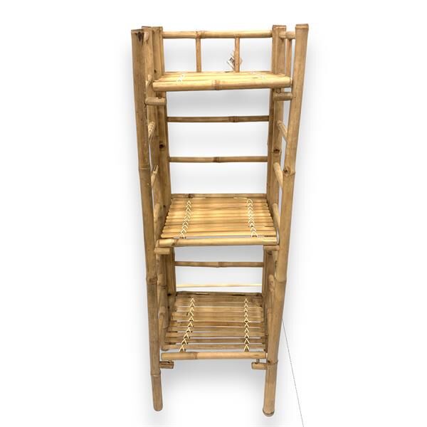 3 Raflı Bambu Çiçeklik Standı - Küçük