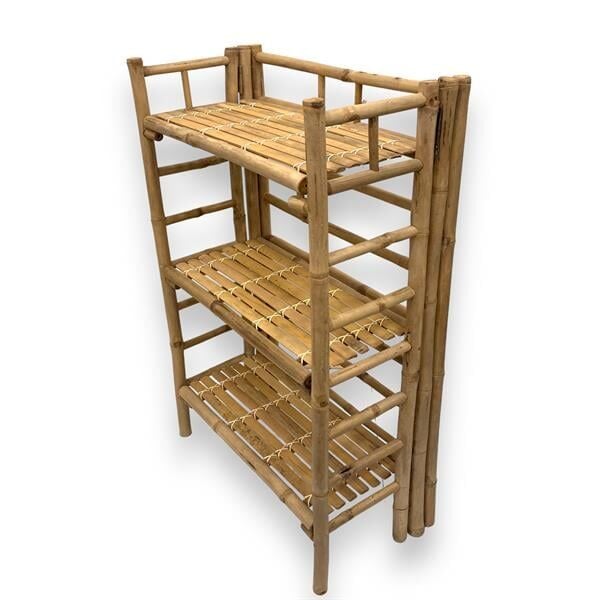 3 Raflı Bambu Çiçeklik Standı - Büyük
