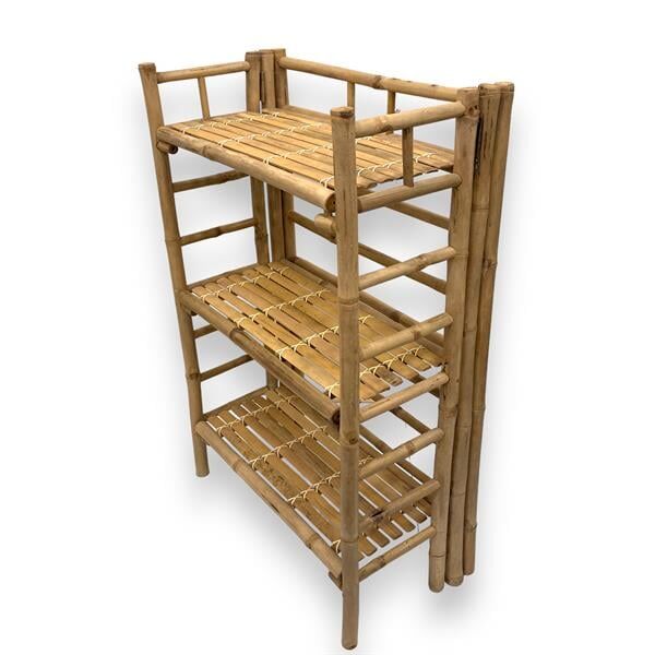 3 Raflı Bambu Çiçeklik Standı - Büyük