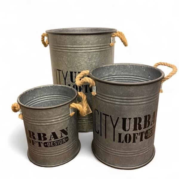 Kapaklı Halat Tutacaklı Üçlü Kova Seti